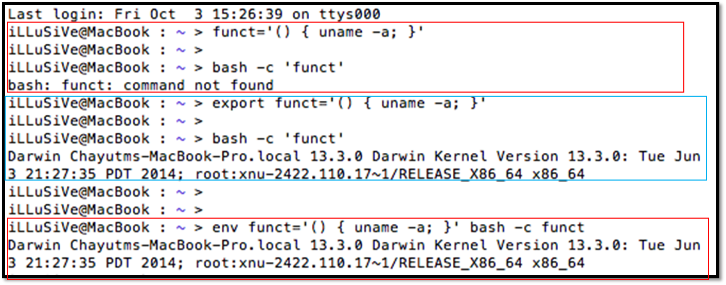 รูปที่ 20: การใช้งาน Bash Function ผ่าน Environment Variable